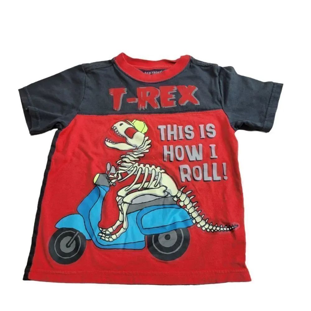 Healthtex dinosaur on scooter shirt 4T